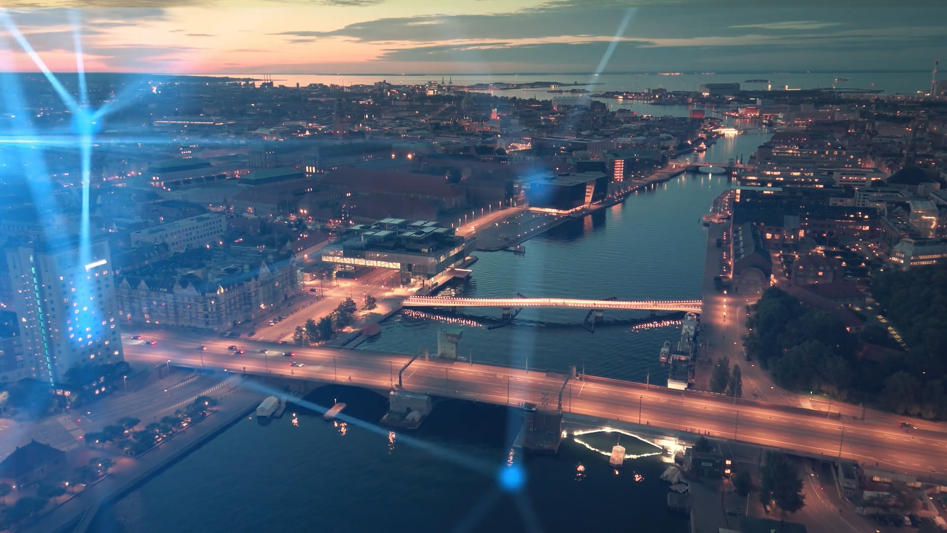 København med blå streger henover som viser at forbindelsen er TDC NET