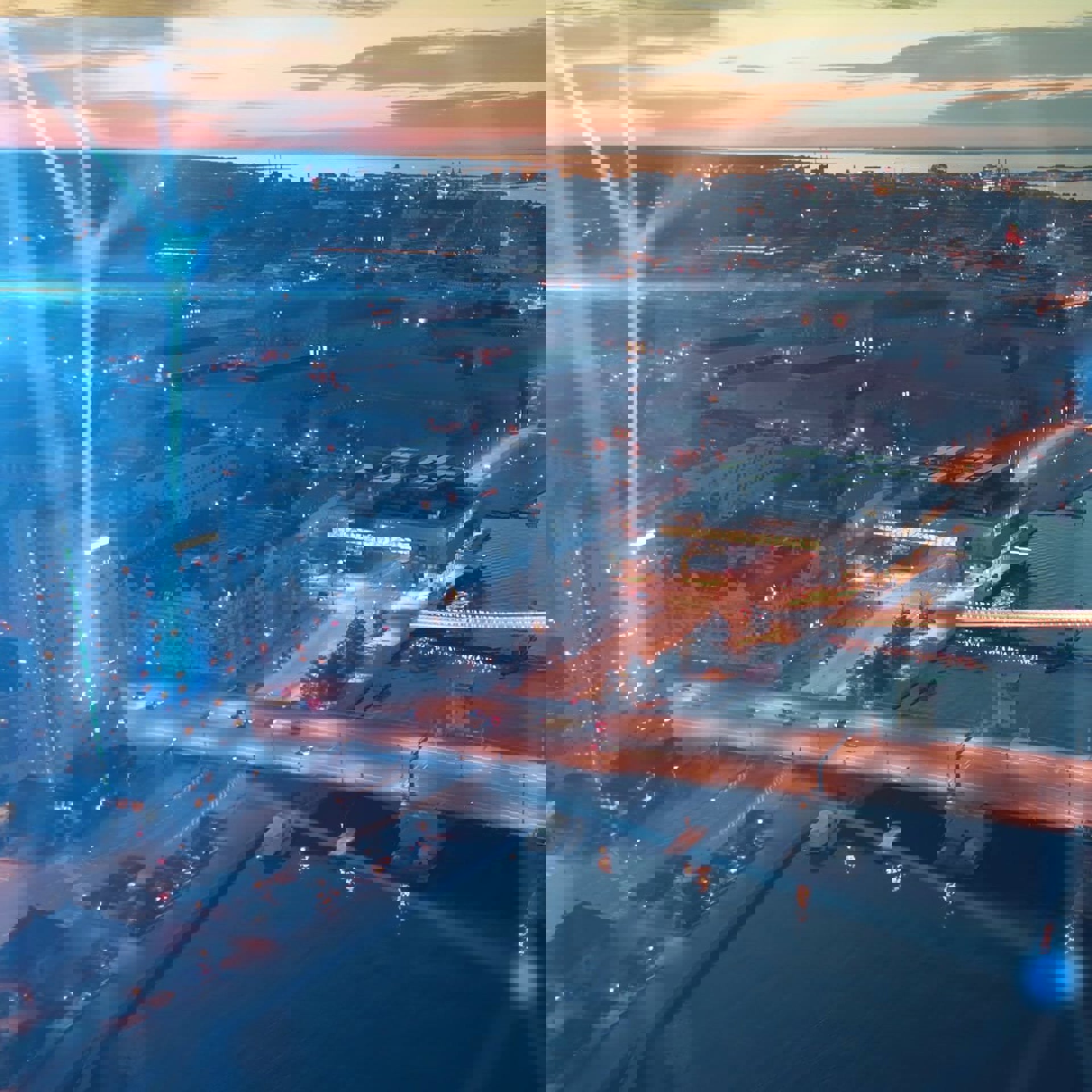 København med blå streger henover som viser at forbindelsen er TDC NET